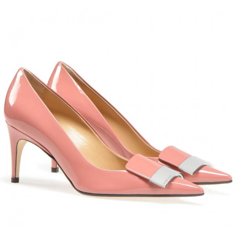Sergio Rossi SR1 Pumps 75mm In Pink Patent Leather RB360